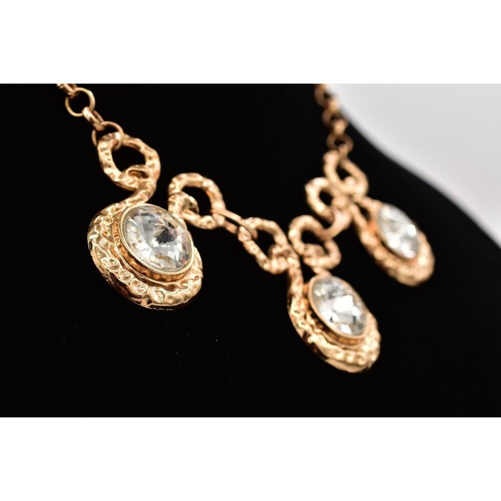 Statement Collar Necklace Rhinestone Crystal Gold… - image 4